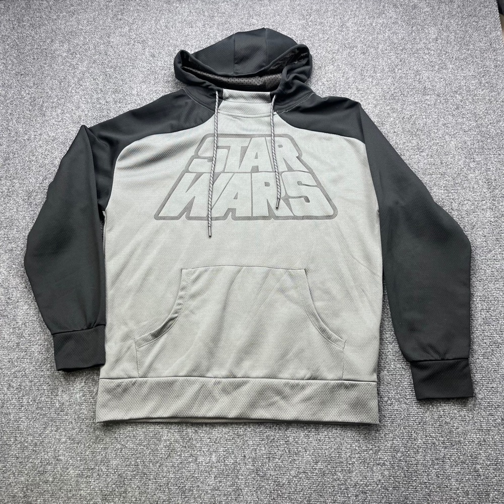 Star Wars Pullover Fleece Graphic Sci-Fi Gray Black Colorblock Hoodie